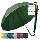 ADRIANO PORCARO® Regenschirm Sturmfest I Ø120cm Schirm I Regenschirm Groß XXL mit Reflektierendem Rand I 12 Streben Stockschirm I inkl. Schirmhülle - Für Herren & Damen I Olivgrün
