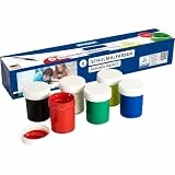 Stylex 28956 - Schulmalfarben im Set, 6 Malfarben für Kinder in den Farbtönen weiß, rot, blau, gelb, grün und schwarz, verschließbare Töpfchen á 20 ml