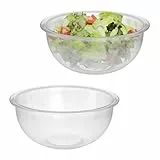 Relaxdays Salatschüssel Glas, 2er Set, 2,4 Liter, Rührschüssel, Servierschüssel Küche, runde Glasschüsseln, transparent