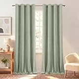 BellaHills Verdunklungsvorhänge Thermovorhang Wohnzimmer Salbei Hell H225xB140cm 2er Set Gardinen Blickdicht Kälteschutz Wärmeisolierend Ösenschal Schlafzimmer Blackout Curtains for Living Room