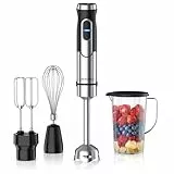 Arendo - Stabmixer Edelstahl 1500 Watt Set - Handmixer Handrührgerät - Pürierstab - Turbotaste – 4 flügeliges Messer - Schneebesen – Doppel-Rührquirl