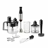 Bosch Stabmixer ErgoMaster Serie 6, 4 Edelstahl-Klingen, einhändig bedienbar, verschleißfreie Keramik-Kupplung, langlebig, Luftkühlung, Zerkleinerer, Kartoffelstampfer, Schneebesen, 1000 W, MSM6M673