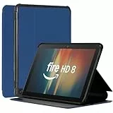 8 Inch Tablet Hülle mit automatischer Wake/Sleep-Funktion, Nicht für TCL Nokia iPad Samsung Tablet, Faltbarer Vorderseite aus Leder und Weich TPU Rückseite Hülle für 8 inch Tablets (Tiefblau)