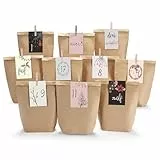 KOHMUI Adventskalender zum Befüllen, 24 Weihnachtskalender Kraftpapiertüten zum Selber Befüllen, Advents Tüten Selbstbefüllen mit 24 Zahlen Karten