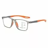 Banogalle Brille Zoom, Banogalle Automatik Brille Gleitsicht Intelligente Fokussierung, Anti-Blaulicht Intelligente Zoom Automatische Brillen für Presbyopie Damen Männer (Grau-Orange,+2.5)