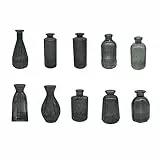Relaxdays Vasen, 10er Set, strukturiert, Vintage-Design, Glas, H: 10–14,7 cm, kleine Dekovasen für Tischdeko, grau