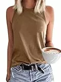 GeGekoko Damen Tank Top Basic Sommer Tanktops Rundhals Ärmellose Oberteile Tops Sexy Cami Blusentop Braun M