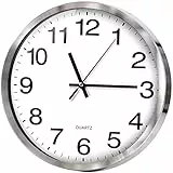 TOHOOYO Wanduhr, Moderne Quarz-Stille-Wanduhr, schwungvoller Sekundenzeiger, ohne zu Ticken, 12 Zoll