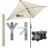 4smile SunnyShade Sonnenschirm Balkon mit Halterung im 3-er-Set, UV 50+, 200x125 cm, Beige, Sonnenschirm rechteckig, Sonnenschutz Balkon, Balkonschirm mit Sonnenschirmhalter, für Balkongeländer