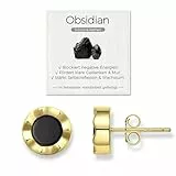 Obsidian Damen Ohrringe Silber 925 14K vergoldet, AAA-Natürliche Edelsteine Ohrstecker, Hypoallergen & Nickelfrei, Geschenk mit Box und Bedeutungskarte