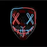 Costumed Halloween Maske Purge LED - Kostümmaske steuerbar für Halloween, Fasching & Karneval als Kostüm & Verleidung für Herren & Damen (Farbauswahl) (blau/rot)