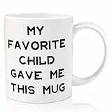 OEAGO Lustige Kaffeetasse für Mutter von Tochter und Sohn, 330 ml, Muttertagsgeschenke für Stiefmutter, Oma, Geburtstagsgeschenk für Mutter, Ehefrau, Frauen zu Weihnachten, Jahrestag, Weiß