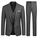 Allthemen Anzug Herren Slim Fit 3 Teilig Anzüge Modern Herrenanzug 3-Teilig Sakko Hose Weste für Business Hochzeit Grau M