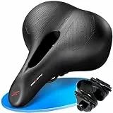 TECHCYC Fahrradsattel, Fahrradsitz Memory Schaum, Komfortabel Atmungsaktiv Stoßdämpfend, Ergonomischer Fahrrad Sattel für Herren & Damen mit Federung, in 3 Ausführungen wählbar (City)