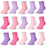 ZERULETS Kinder Socken Mädchen Socken Sneaker Socken Kinder Crew Schulsocken Mädchen Sportscoken 15 Paare für 10-13 Jahre 20-23 23-27 31-34 35-38