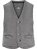 Jan Vanderstorm Herren Weste Torell in Jeans-Optik, Freizeitweste aus reiner Baumwolle, Anzugweste im Denim-Look für Männer, große Größen L-7XL Grau, 56