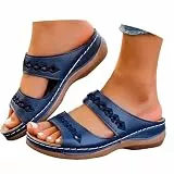 Sandalen Breite,Orthopädische Pantoletten Damen Hausschuhe Damen Sommer Breite Füße Badesandalen Schlappen Leicht Sandalen Sommerschuhe mit Fussbett Weite Latschen Schuhe Leder Latschen Marineblau 40