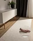 benuta Basic handgewebter Baumwollteppich Ron - Creme 80x250 cm - Handwebteppich aus 100% Baumwolle - Läufer im Style: Uni, Minimalistisch, Natural Living - Pflegeleicht für Wohnzimmer Schlafzimmer
