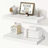 Extra Tiefes 29,5 cm Wandregal Holz Weif, 40cm Wandboard Weiß, Schweberegal aus MDF Holz, Regal Wand für mehr Stauraum, Regalbrett für Küche, Wohnzimmer, Schlafzimmer, Badezimmer & Büro, 2er Set