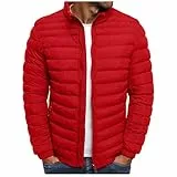 UHouse Winterjacke Herren Steppjacke ohne Kapuze Angebote Leichte Daunenjacke Wandern Übergangsjacke Herbst Winter Jacke Bequeme Softshelljacke Outdoor Jacken Blitzangebote Des Tages Rot