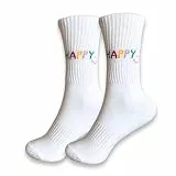 Sonia Originelli Tennissocken für Damen & Herren Happy Smiley in Weiß, Lustige Socken mit Motiv, Sportsocken in Gr. 39-42