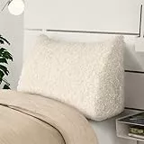 BNCKTRD Schafwollimitat Rückenkissen Lesekissen für Bett und Couch, Rückenlehne Kopfende, Dreieckiges Sofakissen Bücherkissen, Wandkissen für Bett Herbst Winter maschinenwaschbarem Weiß 80cm