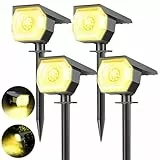 kolpop 4 Stück Solarlampen für Außen, 3 Modi IP67 Wasserdicht solarstrahler für außen garten, 800lm 3000K Warmweiß Garten Solarleuchten für Garten, Garage Eingang, Zäune, Baum