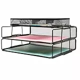 EXERZ-Schicht Aus 2 Verdrahteten Mesh-Papiersortierern/Schreibtischorganisatoren/Abnehmbaren Aktenhaltern Mit Zusätzlichem Teiler/Memohalter Oben - Büro, Schule, Studie Multifunktional Essential