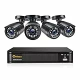 Anlapus 1080P Außen Video Überwachungssystem 8CH H.265+ DVR mit 4x 2MP Kamera ohne Festplatte für Haus Überwachung 20M IR Nachtsicht, App + Email Alarm bei Bewegungen