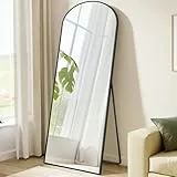 SONGMICS Ganzkörperspiegel, 165 x 60 cm, gewölbter Standspiegel, Rahmen aus Aluminiumlegierung, Hartglas, für Schlafzimmer, Wohnzimmer, Garderobe, tintenschwarz LFM039BD01