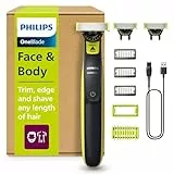 PHILIPS OneBlade 360 Face & Body - elektrischer Rasierer, Trimmer & Bodygroomer, 3x 360 Klingen, 3x Trimmaufsätze (1/3/5 mm), 2x Körperaufsätze, Nass- & Trockenrasur für Gesicht & Körper (QP2824/31)