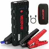 NEXPOW Starthilfe Powerbank, 2000A Spitzenstrom Auto Starthilfe, 12V Tragbarer Batterie Booster mit USB-Schnellladung 3.0 (bis zu 7,0L Benzin oder 6,5L Diesel) Safe Batteriestarter LED-Licht (schwarz)