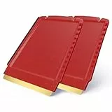 2 Eiskratzer Auto Messing Trapez - schnell, mühelos & schonend - 4 in 1 Murska Scheibenkratzer Auto - klein & praktisch - effizient sicher Schneekratzer Auto - Premium HIPS & Messingklinge - Rot