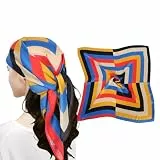 MEANBEAUTY Bandana Seide Schals Quadratisches Satin Kopftuch für Damen Haarschal 70x70cm mit Geschenkbox-Blumen 17