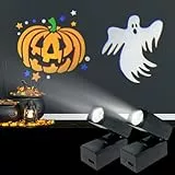 Bseical Halloween Deko Outdoor Projektor Fenster, 2 Stück LED Halloween Animatronic mit Kürbis Geister,Wasserdicht Hallowee Deko Innen Garten Party Beleuchtung Outdoor Lichter für Wand Fenster Hof