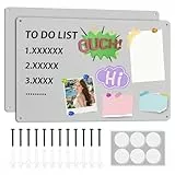 ALANGDUO 2 Stück Magnettafel Magnetboard aus Metall, 42 X 30cm Edelstahl Magnetisch Tafel Klein, Magnettafel Küche Selbstklebend, Magnetwand für Tafel Büro Küche Kühlschrankm, Grau