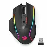 Redragon Gaming Maus Kabellose, 16000 DPI, 2.4G/USB-C Wireless Mouse, 9 Programmierbare Tasten, Wiederaufladbare RGB Ergonomische kabellose Maus, 170Hrs für PC/Mac Gamer