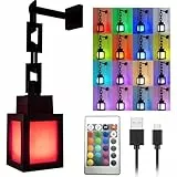 Gobesty Pixelated Lantern Nachtlicht, USB Wiederaufladbar Wandlampe mit 16 Farbe, Fernbedienung, Tragbare Wall Nachtlicht, Geschenk für Gamer für Schlafzimmer, Gaming, Kinderzimmer