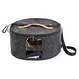 Ohiyoo Runde Hut-Aufbewahrungsbox mit Deckel, 16'' x 8'' Faltbare Box für Unterwegs, Hutschachtel Reise-Hutbox für Männer & Frauen, Stofftier-Spielzeug-Aufbewahrungsbehälter mit Deckel (Dunkelgrau)