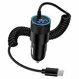 USB Zigarettenanzünder Adapter, AILKIN 3.4A Schnell Kfz Ladekabel USB C Auto Ladegerät mit 1.2M Spiralkabel USBC für Samsung Galaxy S25 Ultra/S24 FE/S23/S22/S21/A56/A55/A54/A36/A16/A15, iPhone 16/15