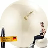 KIANA SPORTS Gymnastikball & Sitzball - 4 Größen - Deutsche Entwicklung - Rutschfester Yoga Ball mit Noppen - Extra Dick & Belastbar - inkl. Pumpe & Übungsplan – Ideal für Fitness & Büro