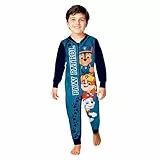 United Labels Paw Patrol Jumpsuit für Jungen, Blau, 98-104, Fleece Overall Langarm, Einteiler Schlafanzug, Kuschelanzug für Kinder