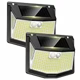 TECKNET Solarlampen für Außen mit Bewegungsmelder [2 Stück] 248 LED Solarleuchten Lampe 3 Modi 300° IP66 Wasserdichte Solar Lampe Outdoor Wandleuchte für Garten Wand Post Pathway Garage