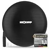 NEOLYMP Gymnastikball - Sitzball Büro ergonomisch in 3 Größen S/M/L - bis 300 kg belastbar, rutschfest & Anti Burst - Pilates Ball, Pezziball, Schwangerschaftsball, Yoga Ball (Schwarz, L | 180 cm)