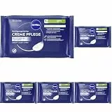 NIVEA Reinigungstücher Creme Pflege, Abschminktücher für wasserfestes Make-Up & LSF, Gesichtsreinigung für alle Hauttypen mit Duft & Pflege der NIVEA Creme (25 Stück) (Packung mit 5)