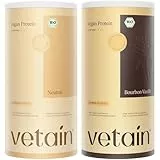 VETAIN Veganes Proteinpulver - Neutral & Vanille - 23g Protein pro Portion - 1.2kg Bio Eiweißpulver - Fünf Premium Protein Quellen - Ohne Allergene & Süßungsmittel - produziert in Deutschland