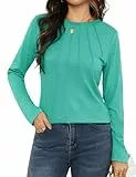 Gyabnw Damen Langarmshirt Basic T-Shirt Elegant Oberteile Stretch Pullover Rundhals Langarm Tops Tee Shirts