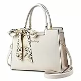 FANDARE Damen Handtasche Große Henkeltaschen Elegante Schultertasche Umhängetaschen PU-Leder Tote Beutel mit Quaste für Arbeit Schule Shopper Reise Weiß