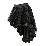 Steampunk Rock Piraten Rock Damen Spitzenrock Gothic Steampunk Damen High-Low RöCke Lolita Layered Hohe Taille A-Linie TüLl Bustle Rocks FüR Karneval Halloween Party