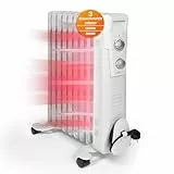 Clatronic® Ölradiator | Effiziente Mobile Heizung | elektrische Heizung mit 9 Rippen | Radiator mit 3 Leistungsstufen | Slimline Heizkörper | bis zu 40qm | 2000 Watt | RA 3736